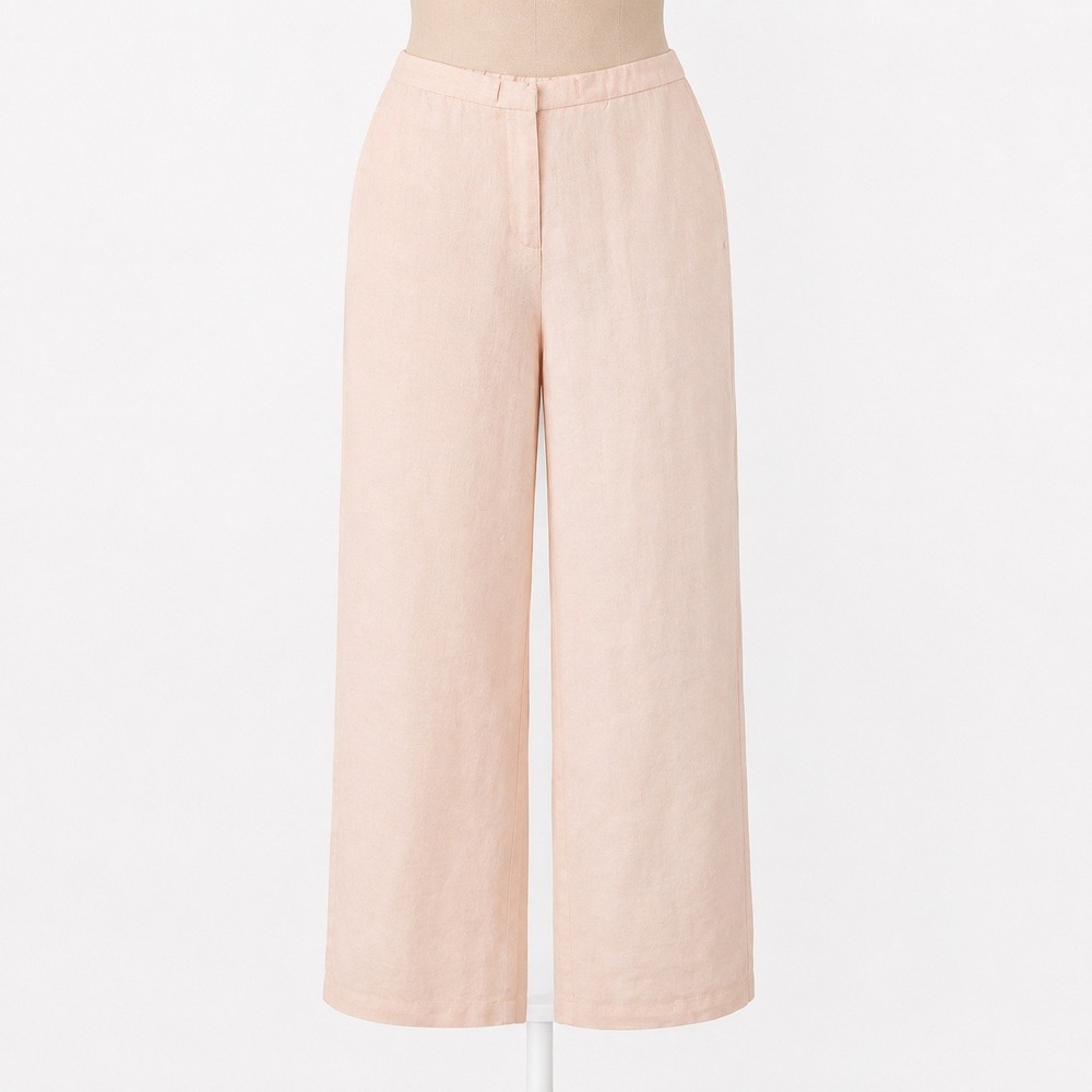 Vintage 100% Linen Straight Leg Pants Size 4 Petite Pink High Rise Coastal Boho